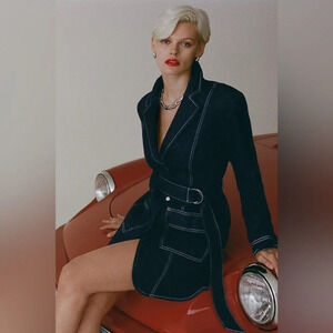 Anthropologie Pilcro Belted Denim Blazer denim  mini‎ Dress Size S